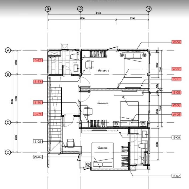 ชั้น 2 ห้องนอน 2 และ 3